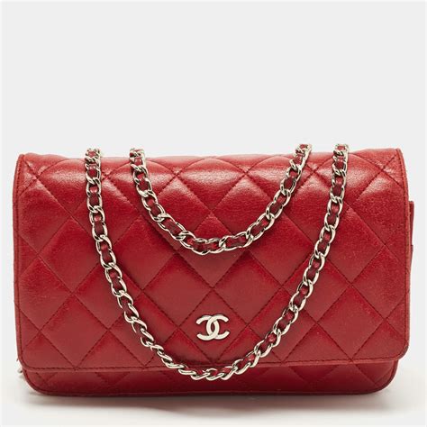 chanel classic wallet on chain red|chanel wallet on chain measurements.